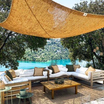 Coconut fiber curtain with 4 hanging points