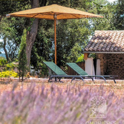 Rectangular parasol on pole