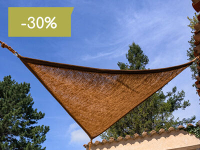 Promo toile d'ombrage triangulaire en coco premium