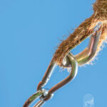 Fijar una sombrilla de fibra de coco con un mosquetón