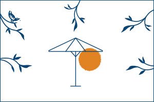 Notice parasol mat central